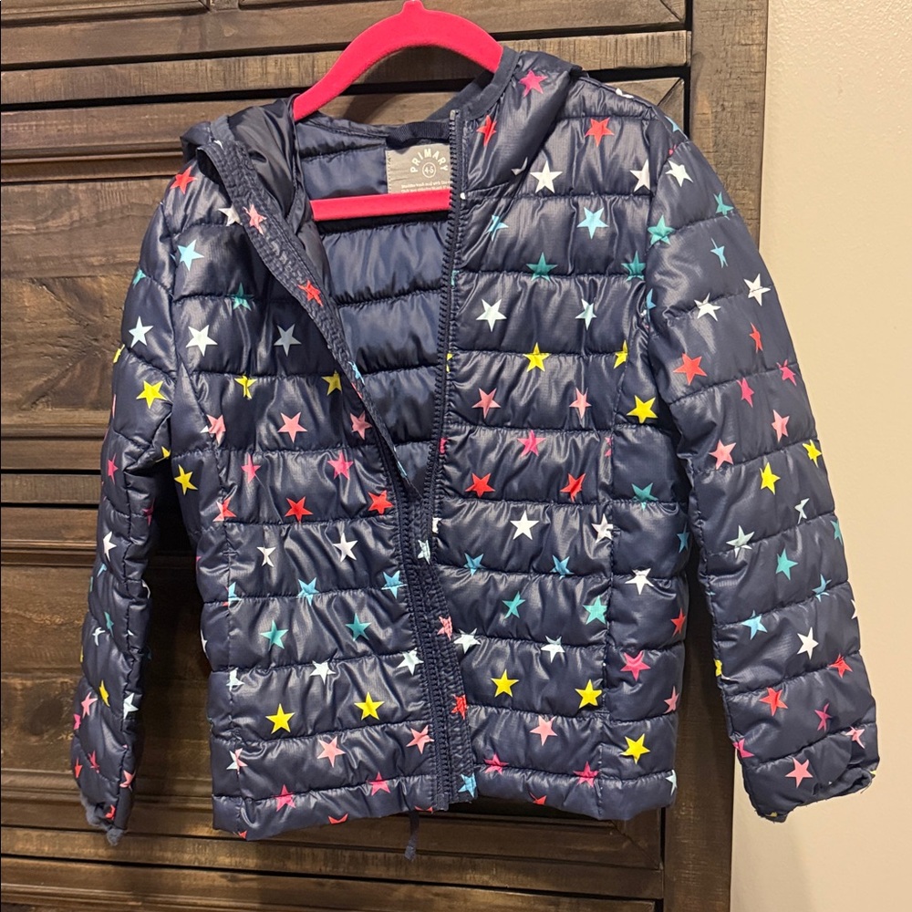 Primary Multicolor Star Kids Puffer Jacket